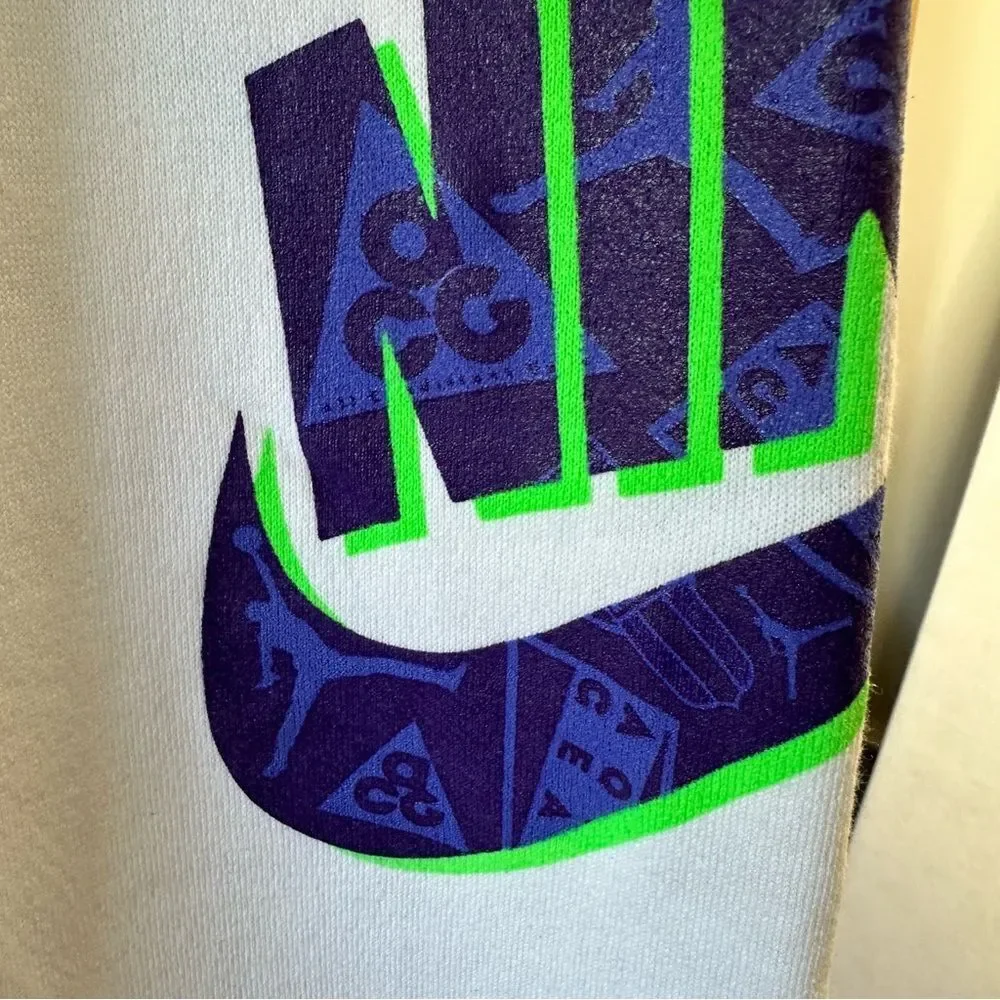 NIKE Vintage White ACG Joggers with Purple Logo Size XL